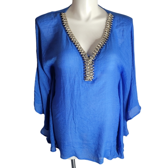 Zucar Tops - Royal Blue Cover Up Top by Zucar Size O/S